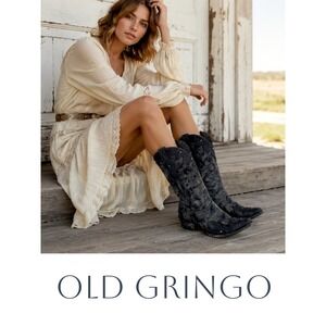 Old Gringo Susana Black Swarovski Crystal Western Boots Women's Size 9 B